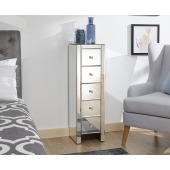Mirrored 5 Drawer Slim Chest Clear