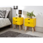 Nyborg Pair Of 2 Drawer Bedsides Yellow